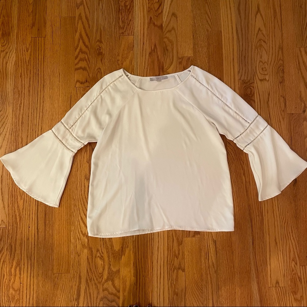 LOFT cream bell-sleeved top